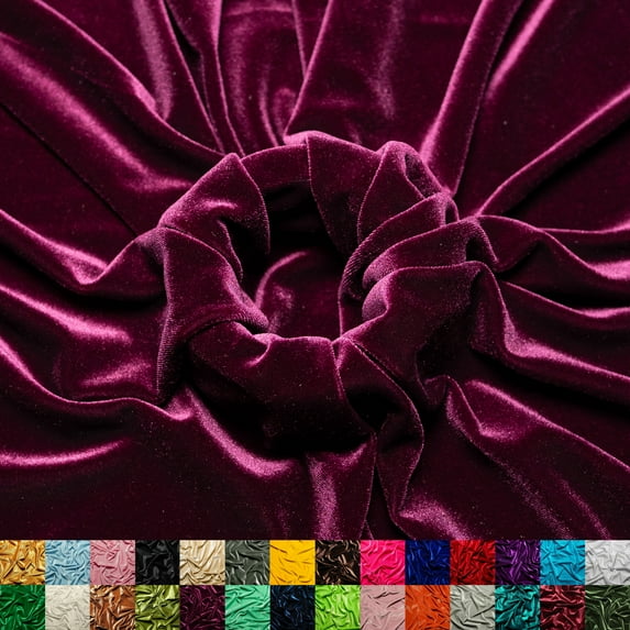 Ice Fabric Stretch Velvet Fabric by the Yard - 60" Wide Soft Stretchy Fabric for Sewing Clothes, Apparel, Costume, Crafts - 90% Polyester 10% Spandex - Plum - 20 Yards
