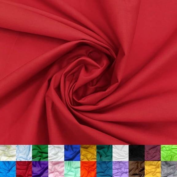 Ice Fabrics Cotton Polyester Broadcloth Fabric by The Yard - 60" Wide Soft & Breathable Broadcloth Fabric for Sewing - Perfect for Apparel, Bedding, Curtains and More - Red - 10 Yards