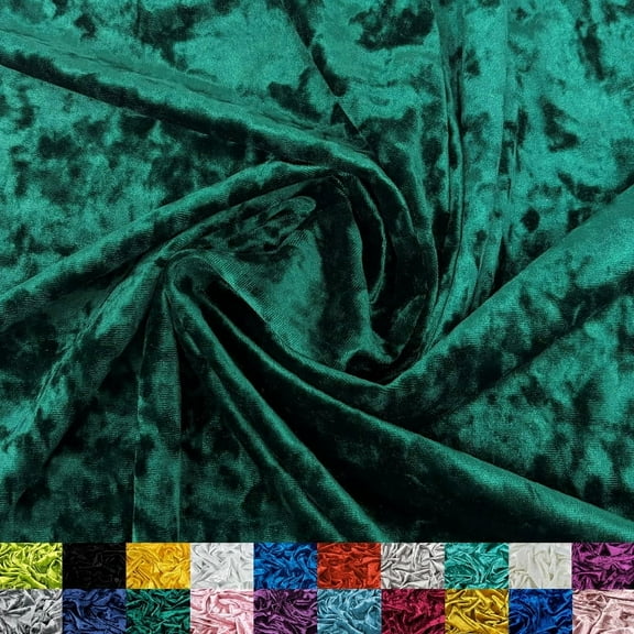 Ice Fabrics Stretch Crushed Velvet Fabric by the Yard - 60/62" Wide Soft Velvety Fabric for Sewing Apparel, Upholstery, Curtains & Decor - 234 GSM - 20% Vertical Stretch - Hunter Green - 2 Yards