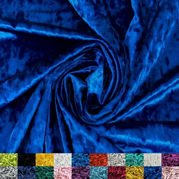 Ice Fabrics Stretch Crushed Velvet Fabric by the Yard - 60/62" Wide Soft Velvety Fabric for Sewing Apparel, Upholstery, Curtains & Decor - 234 GSM - 20% Vertical Stretch - Royal Blue - 3 Yards