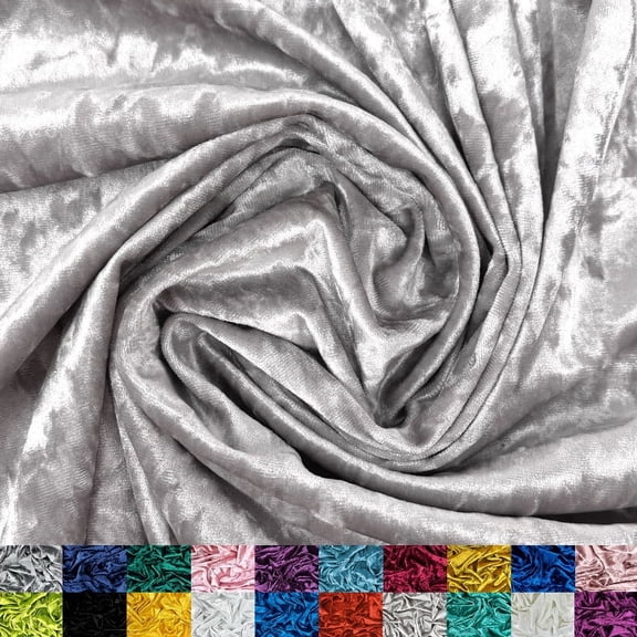 Ice Fabrics Stretch Crushed Velvet Fabric by the Yard - 60/62" Wide Soft Velvety Fabric for Sewing Apparel, Upholstery, Curtains & Decor - 234 GSM - 20% Vertical Stretch - Silver - 4 Yards