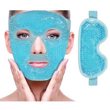 Ice Eye Mask, Gel Face Mask Hot Cold Compress Therapy Reusable,Cooling Face Eye Mask for Pain Relief,Migraines,Headaches,Puffiness (Blue)