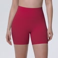 thumbnail image 1 of Ice Feel Breathable Friendly Tight High Waist Yoga Shorts For Running Workout Fitness Compression Wicking Seamless Lightweight Summer Stretch, XL, Red, 1 of 8