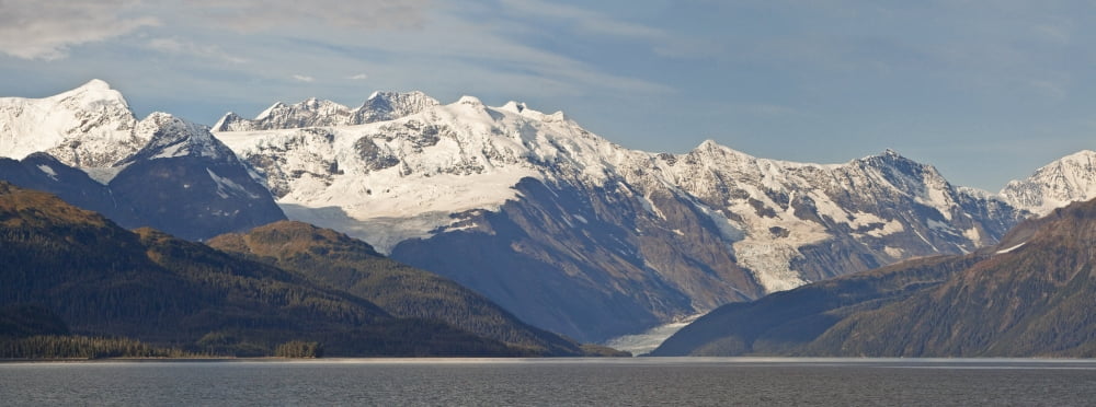 Ice Fields And Glacier In Chugach Mountiains In Prince William Sound Southcentral Alaska Canvas Art - Jeff Schultz Design Pics (36 x 13)