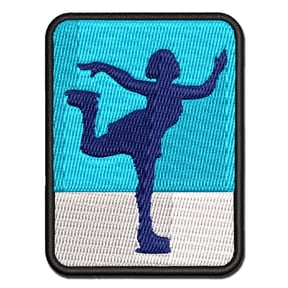 Ice Figure Skating Skater Woman on One Foot Pose Applique Multi-Color Embroidered Iron-On Patch - 2.0 Inch Mini