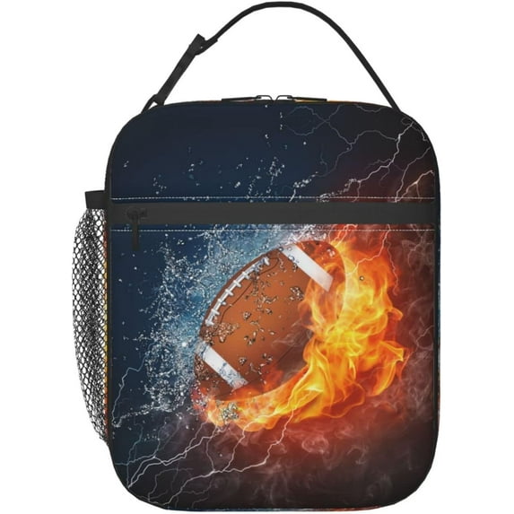 Ice Fire Football Reusable Lunch Box Insulated LunchBox Cooler Lunch Bag