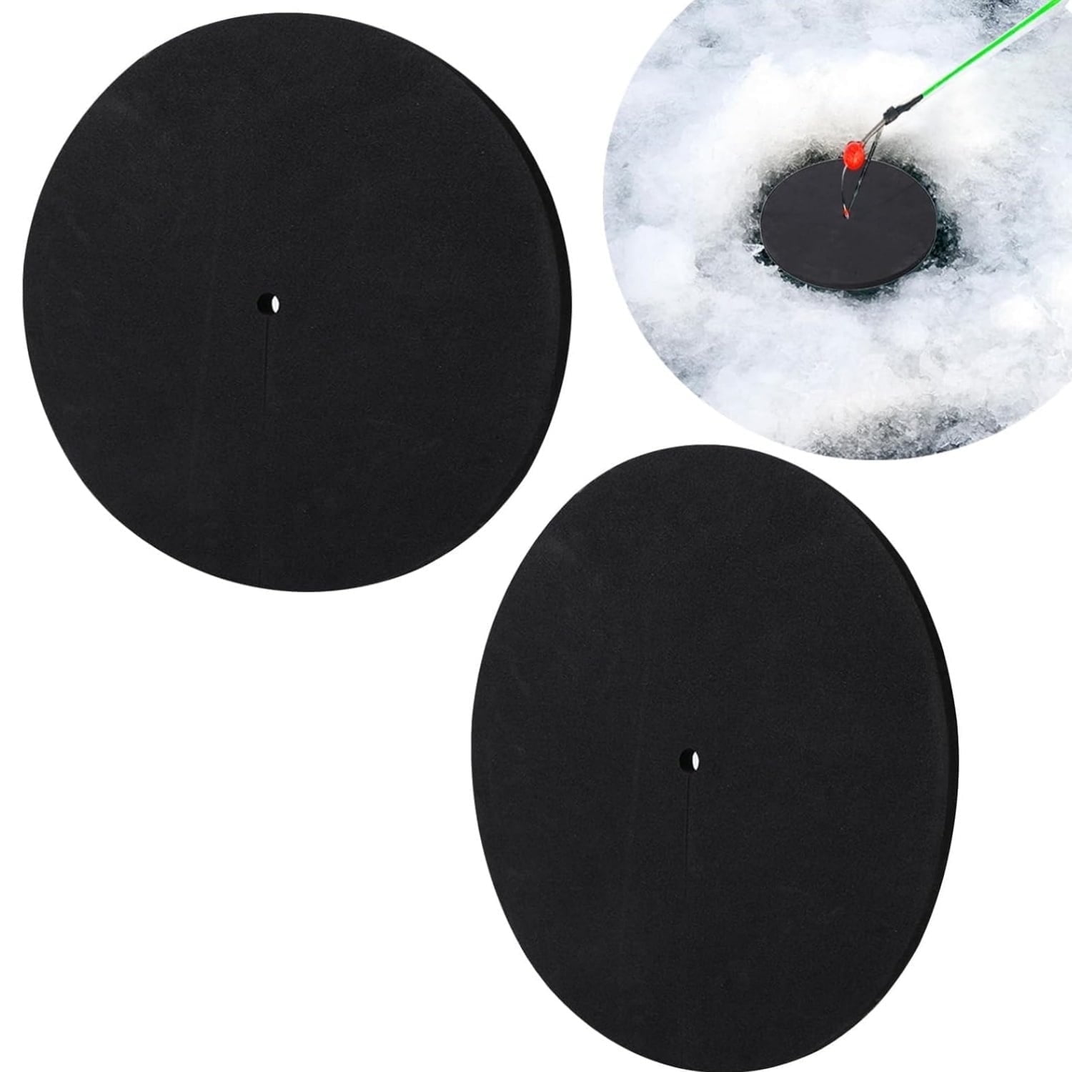 Ice Fishing Hole Covers - 12 inch Ice Fishing Hole Insulator Covers - 4 Pcs Cuttable Insulated Ice Fishing Tip Ups Ice Fishing Safety Hole Cover Lids for Fish Houses Winter Fishing Equipment, Black