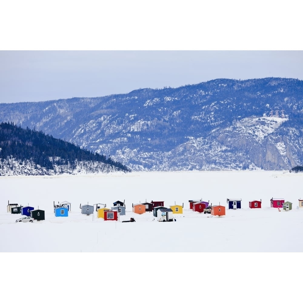 Ice Fishing Huts On Saguenay River; Saguenay LacSaintJean Quebec