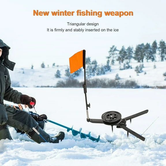 Ice Fishing Marker, Automatically Winter ABS Ice Fishing Flag Marker Rod Tip-Up Hand Free Pole Orange Foldable Flag Outdoor Fishing Accessories