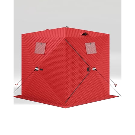 Ice Fishing Shelter,1-2 Person Pop-up Ice Fishing Tent 210D Ice Fishing Tent,Portable Hub-Style Shanty with Carrying Bag,Zippered Door,Wind Rope & Anchors