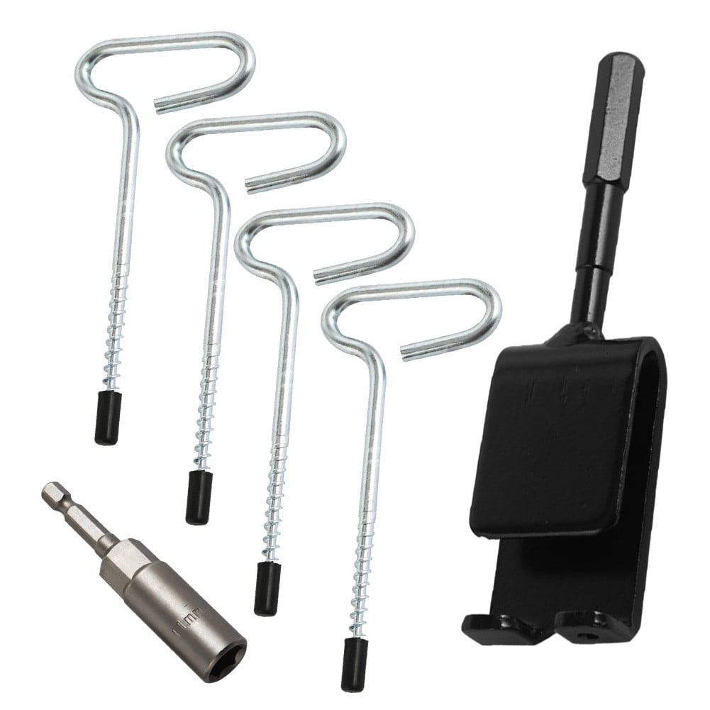 4-Piece Ice Fishing Anchor Kit With Drill Adapter | Metal Tent Stakes For Ice Shelter & Canopy Setup-535610