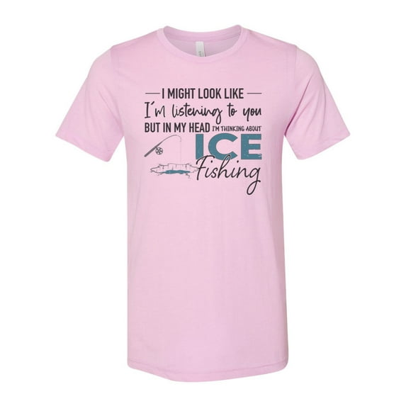 Ice Fishing Shirt, Thinking About Ice Fishing, Fishing Shirt, Unisex Fit, Gift For Him, Father's Day Gift, Ice Fishing, Walleye Shirt, Pike, Lilac, LARGE