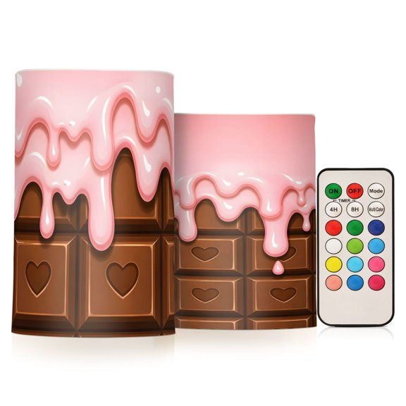 Ice Flickering Flameless Candles Battery Operated with Remote Timer LED Pillar Candles Set of 2