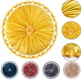 thumbnail image 1 of Ice Flower Velvet Pleated Round Pumpkin Floor Pillow Series Decorative Throw Pillow, 15" x 15" Round, Blue, 1 of 9