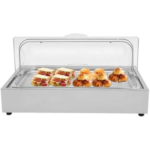 Ice Food Serving Display Tray,1.59 Gal Countertop Ice Serving Display Container with Ice Box & Clear Cover Stainless Steel Buffet Cold Serving Cooler Platter for Fruits$$Home Decor, Kitchen, & Other