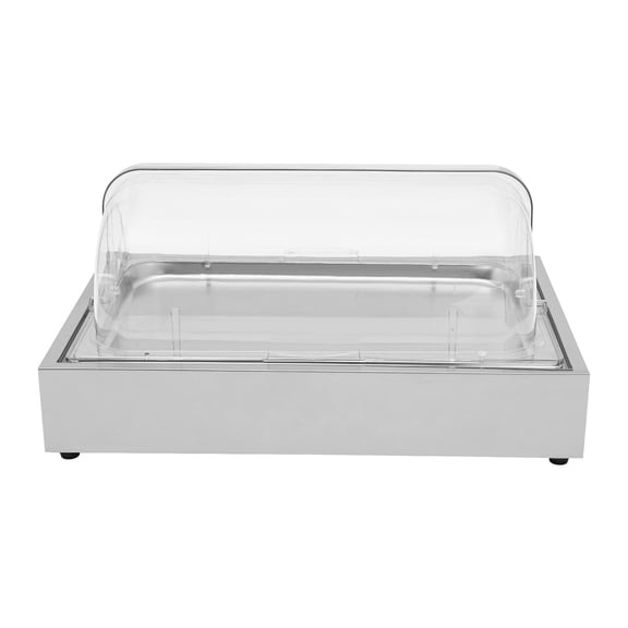 Ice Food Serving Display Tray, 1.59Gal Freestanding Stainless Steel PC Cold Storage Tray with Clear Cover, for Buffet Party Seafood Fruit
