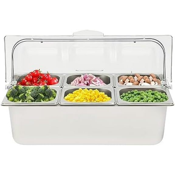 Ice Food Serving Display Tray, Buffet Cold Serving Cooler Platter,Cooling Food Dishes Display Plate Case with Clear Roll Top Cover for Seafood Fruit Party Buffet Tray 21 * 13 * 13inch