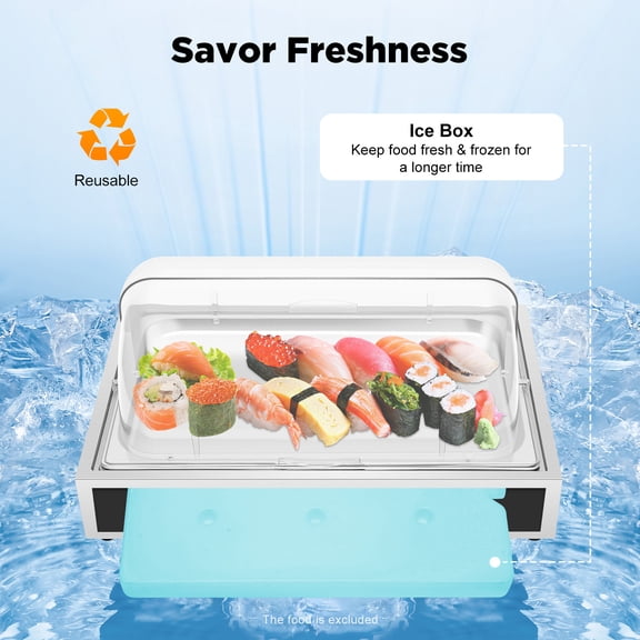 Ice Food Serving Display Tray, Buffet Cold Serving Cooler Platter for Outdoor Buffets, Parties, And Street Vendors