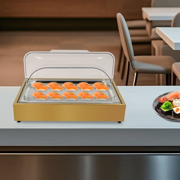 Ice Food Serving Display Tray, Buffet Cold Serving Display Tray, Cooling Food Dishes Display Plate Case with Lid For Outdoor Buffets, Parties, And Street Vendors