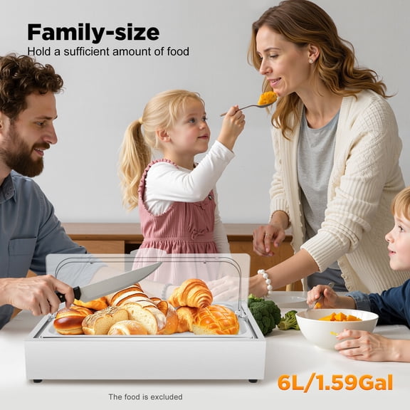 Ice Food Serving Display Tray with Clear Roll Top Cover Buffet Cold Serving Cooler Platter Cooling Food Dishes Display Plate Case with Lid for Seafood Fruit Party Buffet Tray