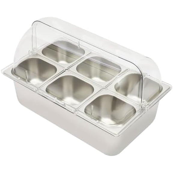 Ice Food Serving Display Tray with Clear Roll Top Cover Buffet Cold Serving Cooler Platter Cooling Food Dishes Display Plate Case with Lid for Seafood Fruit Party Buffet Tray