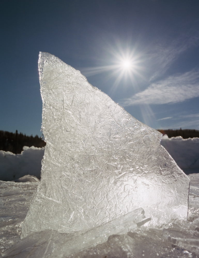 Ice Formation Along The Bow River In Cochrane Alberta Canada Canvas Art - Darwin Wiggett Design Pics (24 x 32)