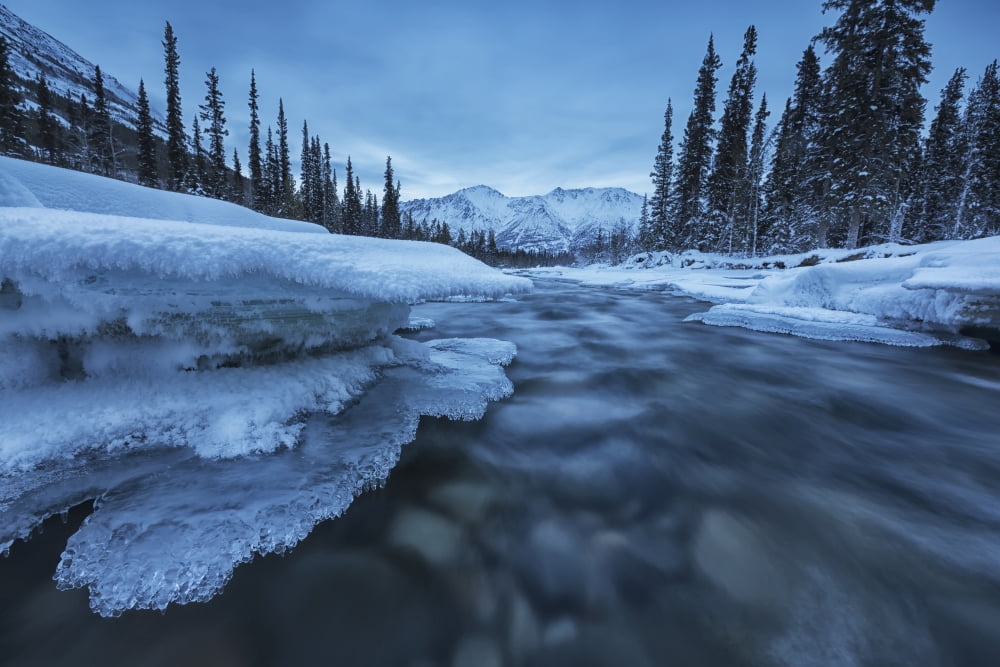 Ice Forms On The Wheaton River Near WhitehorseYukon Canada Canvas Art - Robert Postma Design Pics (19 x 12)