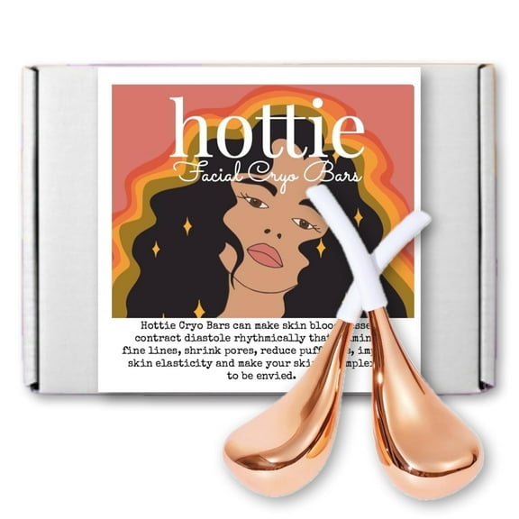 Hottie Cryo Facial Bars  Rose Gold Stainless Steel Ice Globes for Face & Eyes, Cooling Therapy Wands for Puffiness, Tension Relief, Lymphatic Drainage, and Skin Tightening