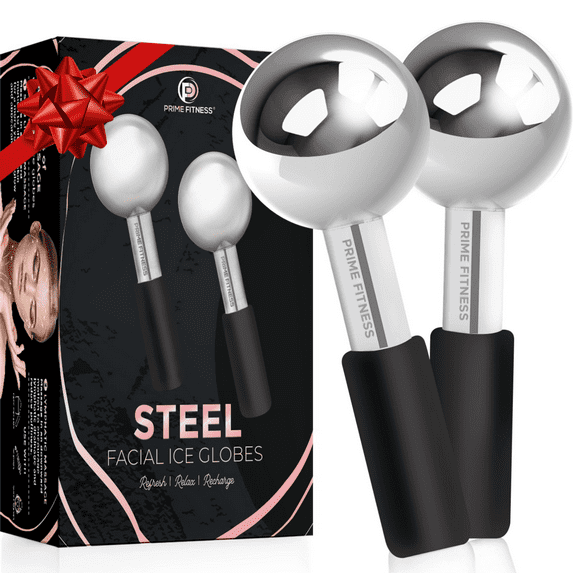 Ice Globes for Facials | Unbreakable Steel Cooling Roller | Cryo Sticks for Face | Massager for Face Neck & Eyes | Skin Care for Dark Circles, Puffiness, Wrinkles, Collagen Production (BLACK)