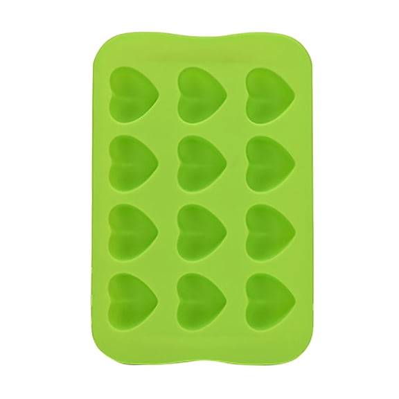 Ice Grid Mold,12-Cavities Silicone Ice Grid Mold,Bundt Pan,Nonstick Cake Pan,Round Cake Pan,1PC，Green (Heart)