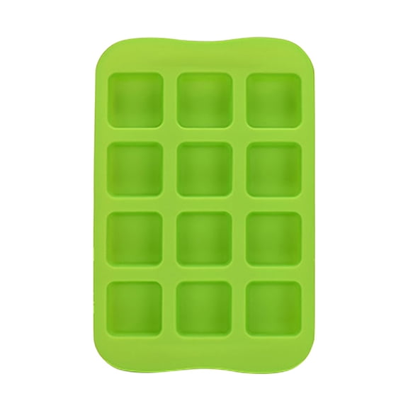 Ice Grid Mold,12-Cavities Silicone Ice Grid Mold,Bundt Pan,Nonstick Cake Pan,Round Cake Pan,1PC，Green (Square)