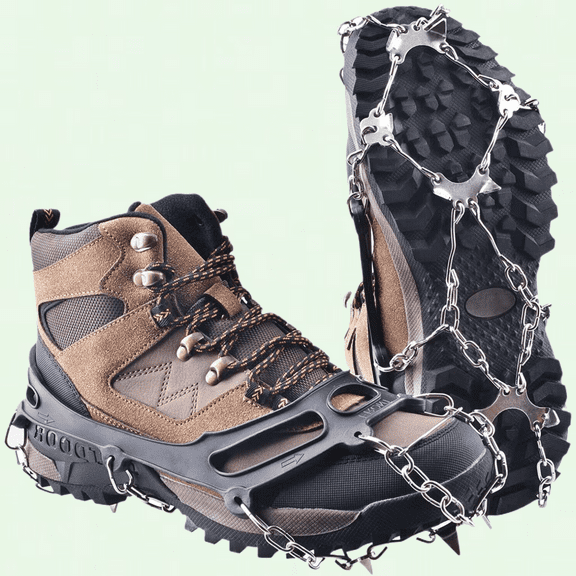 Ice Grips Shoe/Boot Traction - Anti-slip Slip-on Crampons Cleats with 10/18/24 Teeth for Snow and Ice