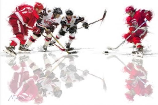 Ice Hockey 1 Canvas Art - The Macneil Studio (36 x 24)