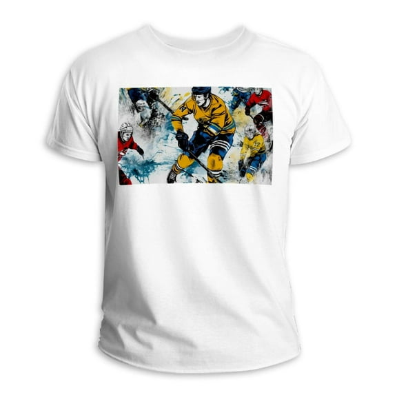 Ice Hockey 100% Cotton White T-Shirt for Men - Classic Comfort Fit Tee for Everyday Wear
