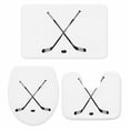thumbnail image 1 of Ice Hockey Bathroom Rugs Set Winter Sports White Background Non Slip Absorbent Soft Bath Mats 3 Piece Set with Bathroom Rug, U-Shaped Floor Mat, Toilet Seat Cover Large Size, 1 of 9