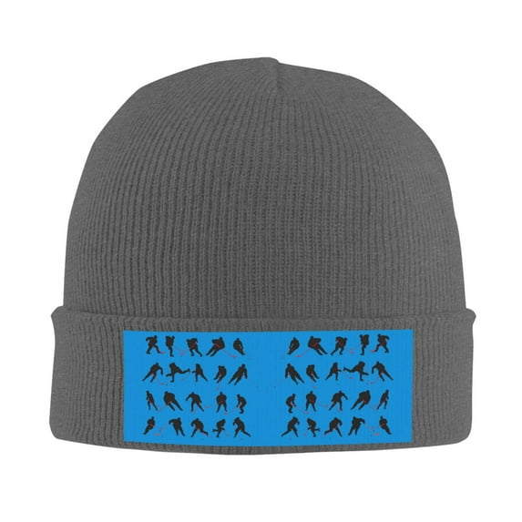 Ice Hockey Beanie Hat Men Women Warm Printed Cap Knit Beanies Hats Outdoor Winter Deep Heather