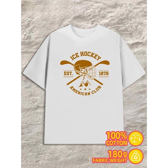 Greenink Ice Hockey Club men's 180G Cotton white Trendy Unisex Shirt Cotton tshirts Fashion Unisex Shirt Cotton tshirts Funny Unisex Shirt Graphic tshirts