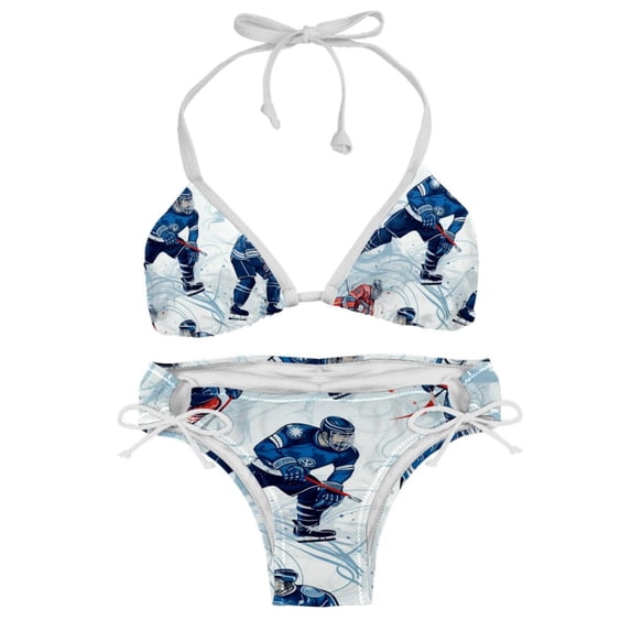 Ice Hockey Detachable Sponge Adjustable Strap Bikini Set Two-Pack Swimsuit Suit Beach Pool Party