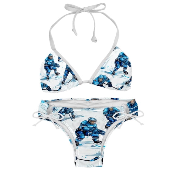 Ice Hockey Detachable Sponge Adjustable Strap One-Piece Swimsuit Set - Two-Pack, Beach & Pool Ready