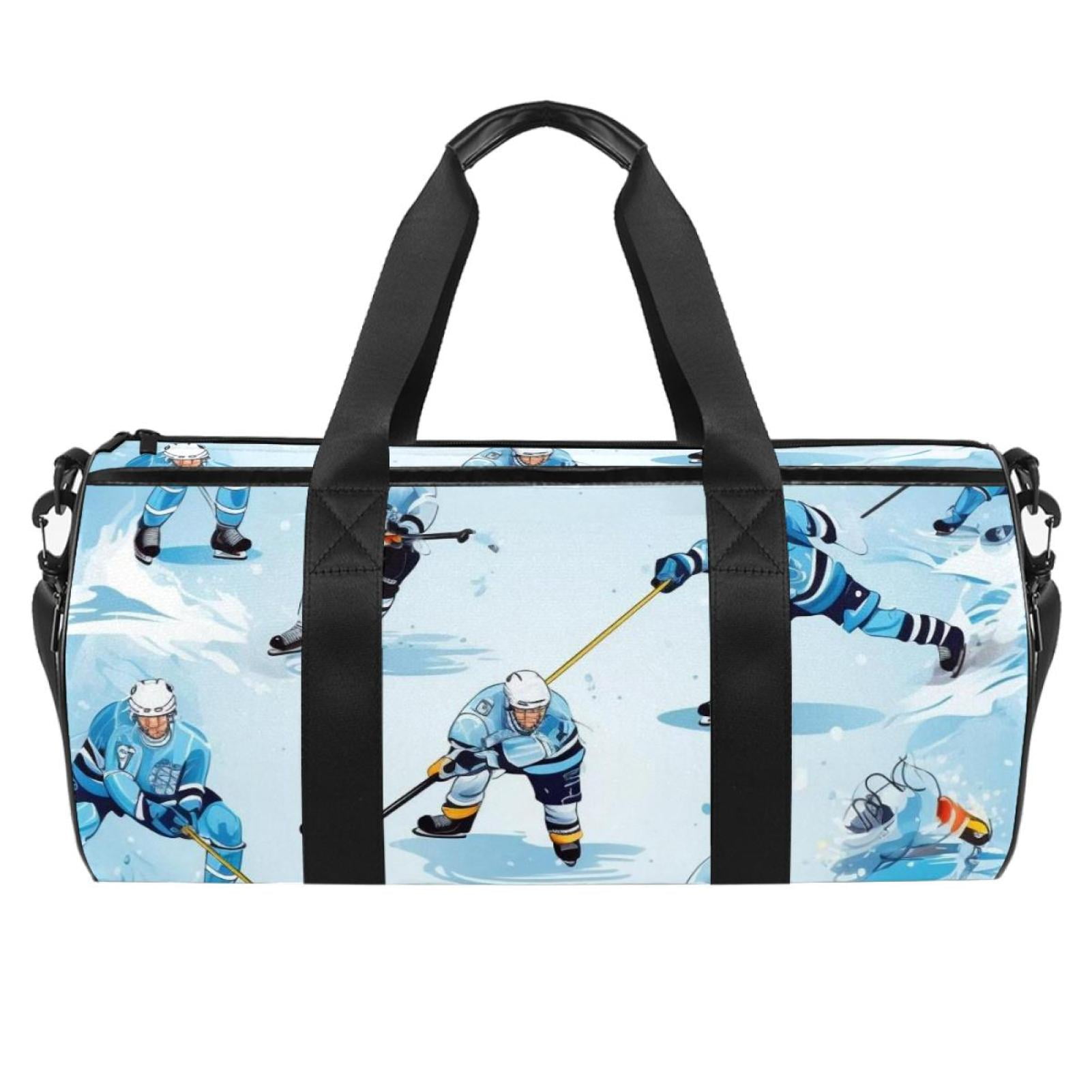 Ice Hockey Duffle Soccer Bag 17.7" Sports Travel Tote with Interior Zipper Pocket and Large