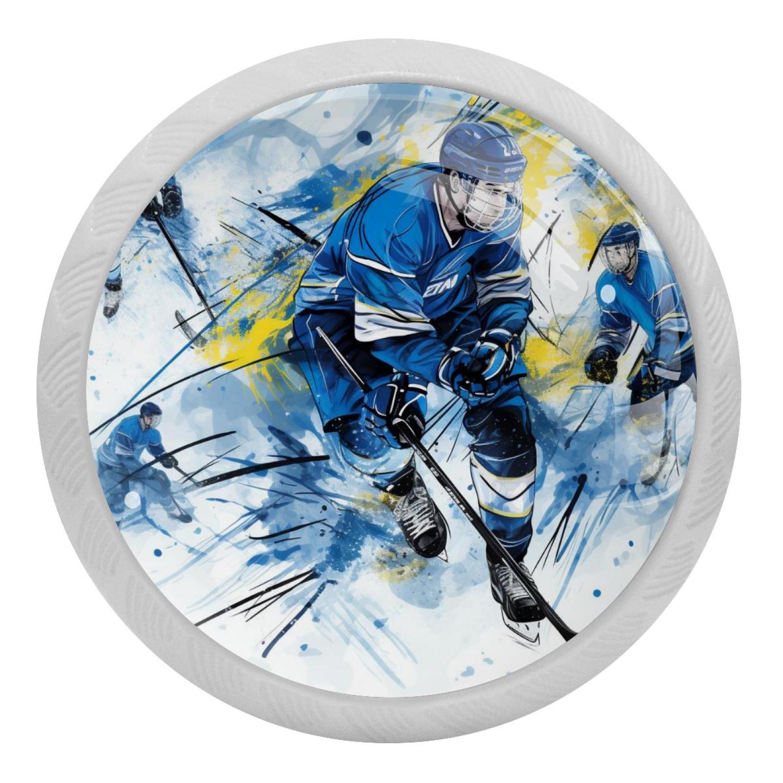 Ice Hockey Drawer Knobs – 2-Pack Cabinet Pulls, Stainless Steel Round Dresser Handles With Screws