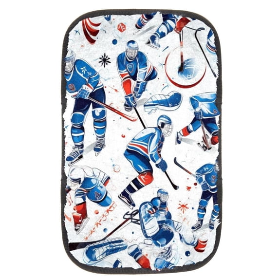 Ice Hockey Furry Printed Soft Comfortable Armrest Cover Car Armrest Accessory 12.5x8.2 Inch