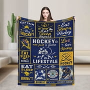 Ice Hockey Gifts, Hockey Player Blanket for Boys Girls, Hockey Gifts for Lovers Men Women, Hockey Player Gift Warm Flannel Throw Blanket 60x50