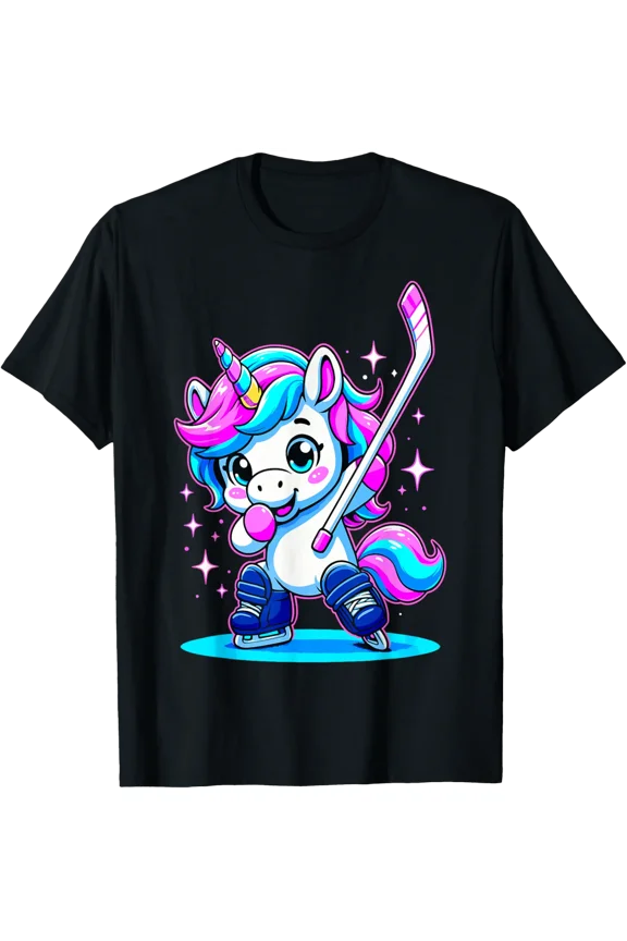 Ice Hockey Girl Dabbing Unicorn T-Shirt All Size S-5Xl