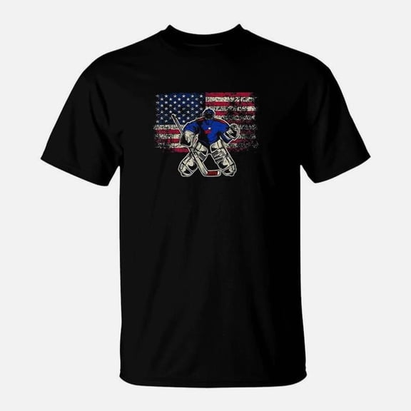 Ice Hockey Goalie Usa Flag For Goalie TShirt