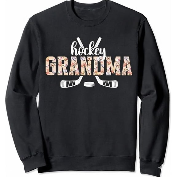 Ice Hockey Grandma Graphic Crewneck Sweatshirt Proud Grandmother Of A Hockey Player Gift Unisex SWEATSHIRT All Size S-5XL