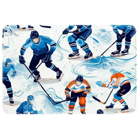 Ice Hockey Machine Washable Non-Slip Polyester Floor Mat Door Mat Kitchen Mat