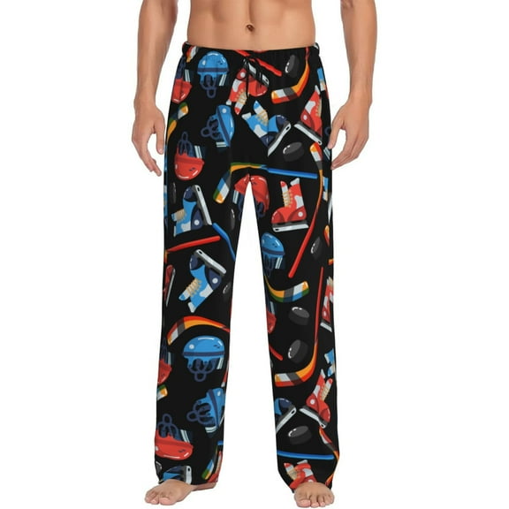 Ice Hockey Men'S Pajama Pants Soft Sleep Lounge Pants Pjs Bottoms With Pockets Large