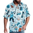 thumbnail image 1 of Ice Hockey Men's Casual Poplin Printed Button Down Short Sleeve Summer Beach Shirts - Unisex, 1 of 6