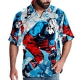thumbnail image 1 of Ice Hockey Men's Casual Printed Button Down Short Sleeve Spread Collar Beach Shirts for Summer, Unisex, 1 of 6